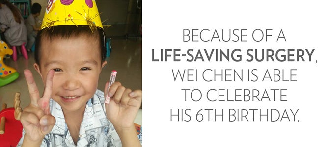 Wei Chen celebrating his sixth birthday.